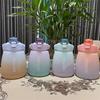 Herba-life Gradient Big Pudding Drink Cup Student Portable Strap Straw Water Cups Large-capacity Plastic Cute Water Bottle 1200ML