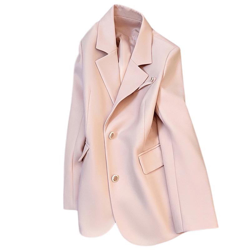 Women's Pink Loose Casual Suit Jacket - Age-Reducing, High-End, 2025 Spring/Autumn Collection