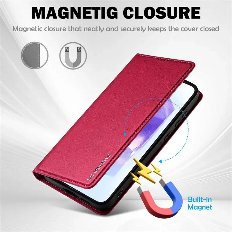 Magnetic Flip Leather Phone Case for Samsung Galaxy S25 Edge S24 FE S23 Plus S22 S21 Ultra A16 A36 A56 A15 A55 Wallet Card Cover