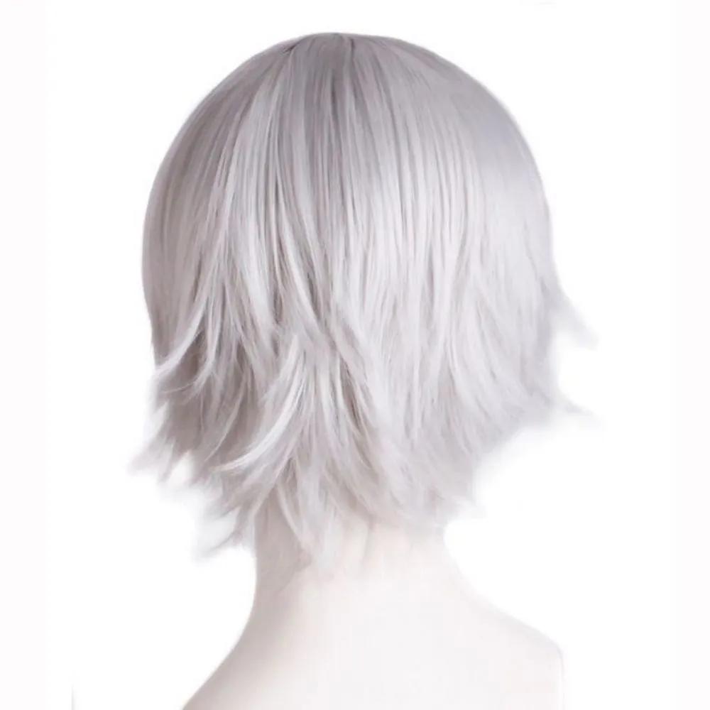Theater props, short haircut, silver wig, cosplay, makeup, short hair wig
