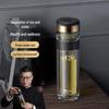 260ml black double-wall glass tea tumbler with infuser, 260ml Black Double-Wall Glass Tea Tumbler with Infuser
