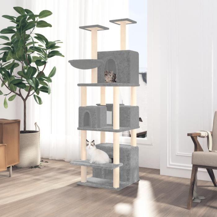 171601 vidaXL Arbre à chat avec griffoirs en sisal Gris clair 180 cm