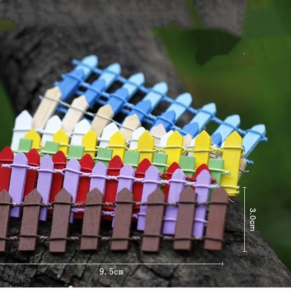 9.5*3cm Mini Wooden Fence DIY Miniature Fairy Garden Wood Barrier Dollhouse Showcase Craft Home Decor Garden Accessories
