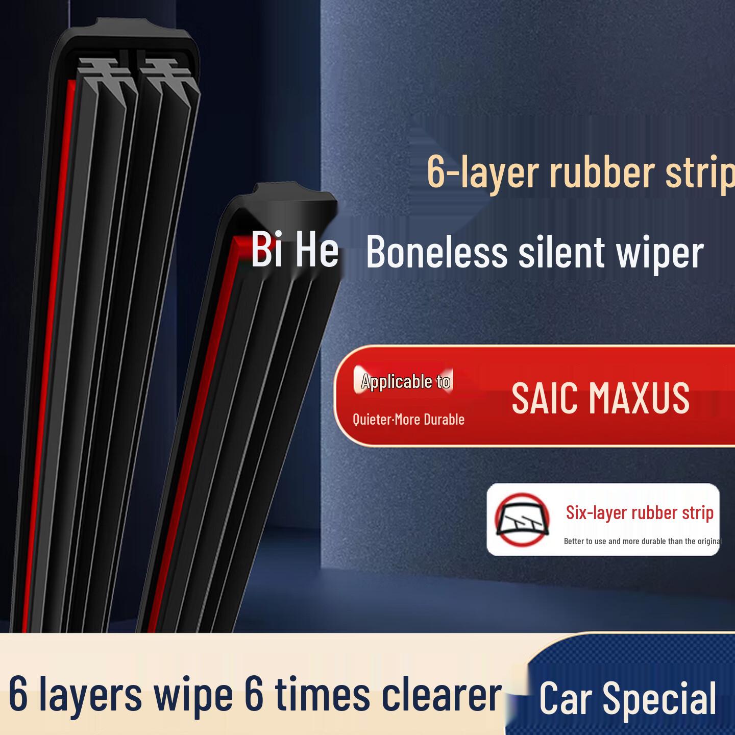 Frameless Rubber Wiper Strip for SAIC MAXUS V80 G10 D90 GS0 T60 EV30 Single Rubber Wiper Pair 2 pcs + Maxus G20 24+19