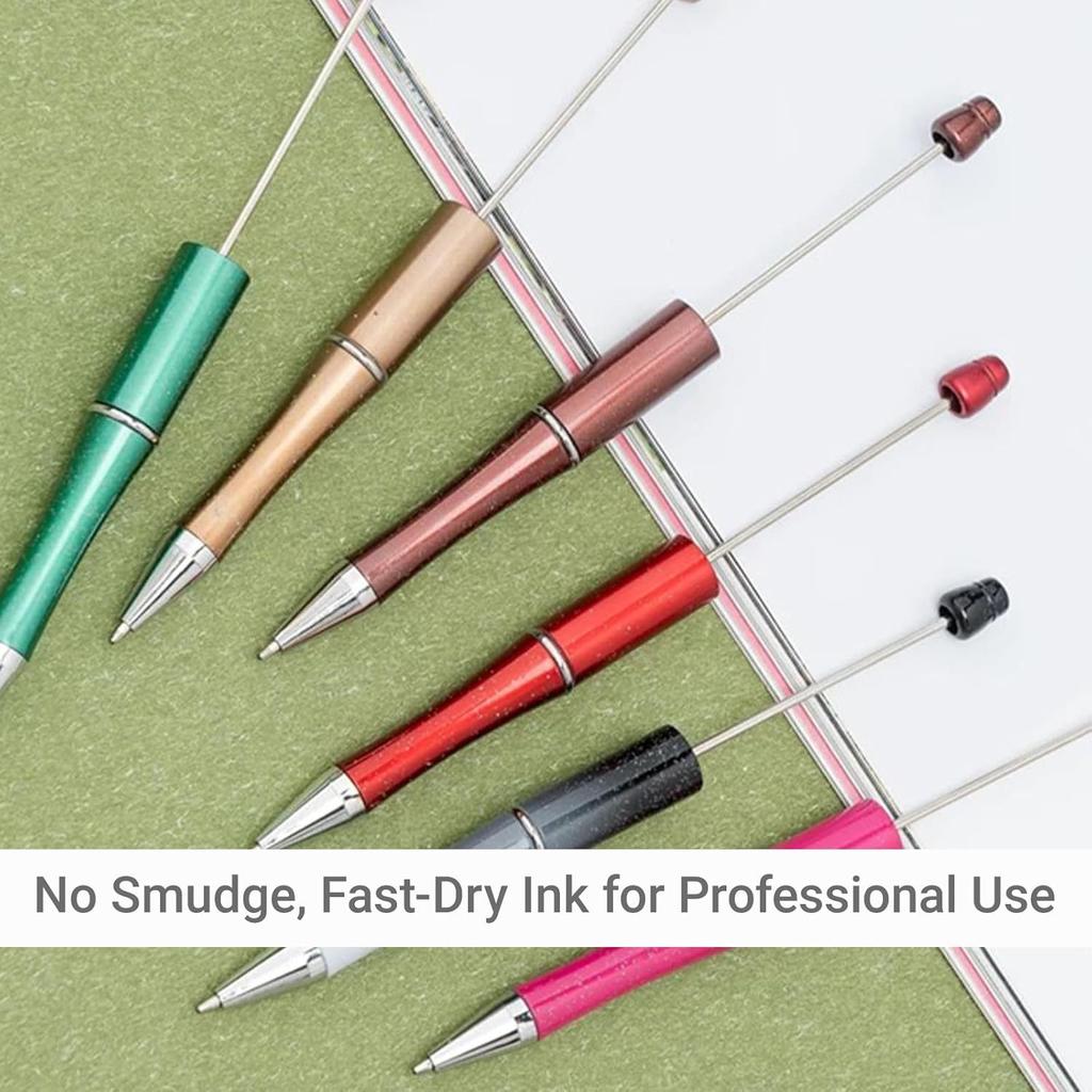 Beadable Writing Pens for Crafting 16-Color DIY izable Pen Set for School, Office & Creative Gifts | Smooth Writing, Stainless Steel Shaft