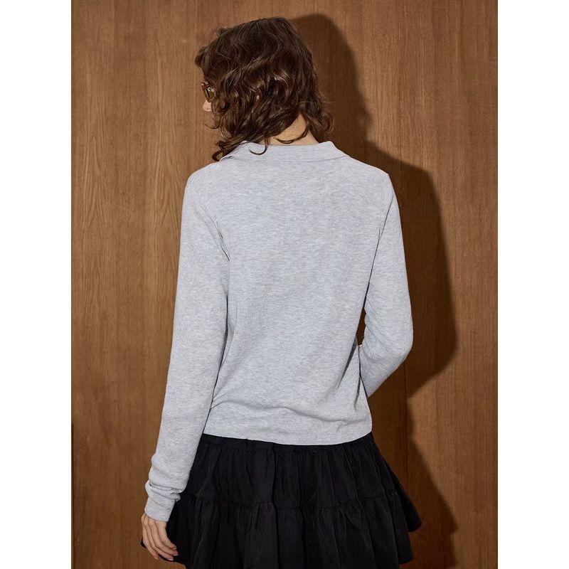 Coolhut Solid Color Button Design Slimming Loose Versatile Round Neck Knitted Cardigan Jacket for Women