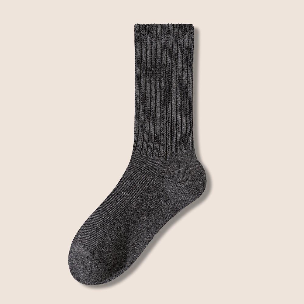 Man' Autumn and Winter Pure Cotton Fleece Vintage Antibacterial Loop Warm Long Socks