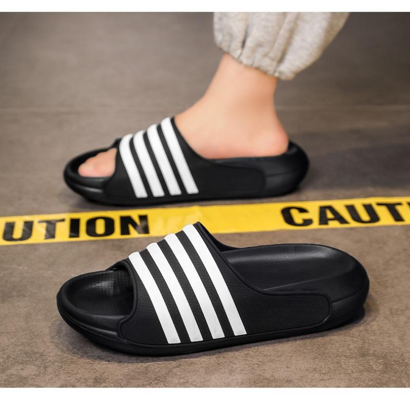 Men's Striped Slide Sandals Non-slip Thick Sole Casual Slippers for Outdoor Beach Home Use