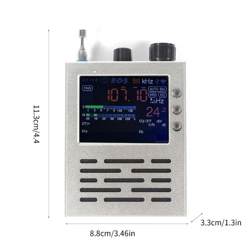 Full Bands Wireless Portable TEF6686 Radio Receiver LCD Display with Rechargeable Battery & Metal Case for Household