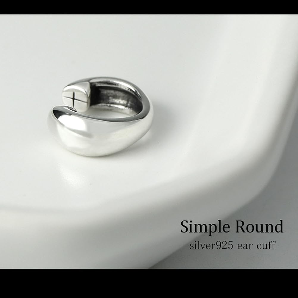 Shinjuku Gin No Kura Simple Round Silver 925 Ear Cuff (Single Ear) - Ear Cuff, Non-Pierced Earring, Ear Clip