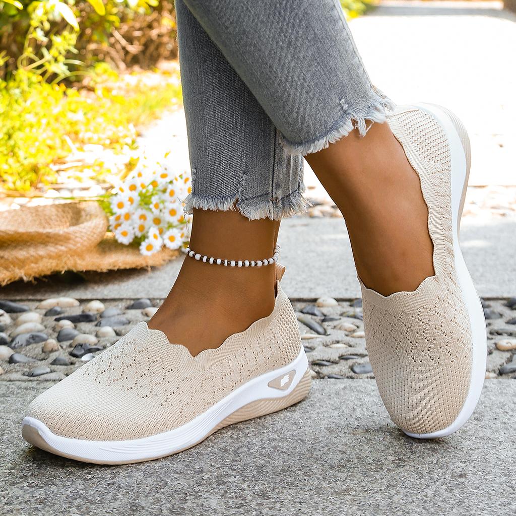 Women Shoes Orthopedic Knit Walking Shoes Breathable Slip-On Loafers Soft Non-Slip Wedge Sneakers Comfortable Casual Footwear