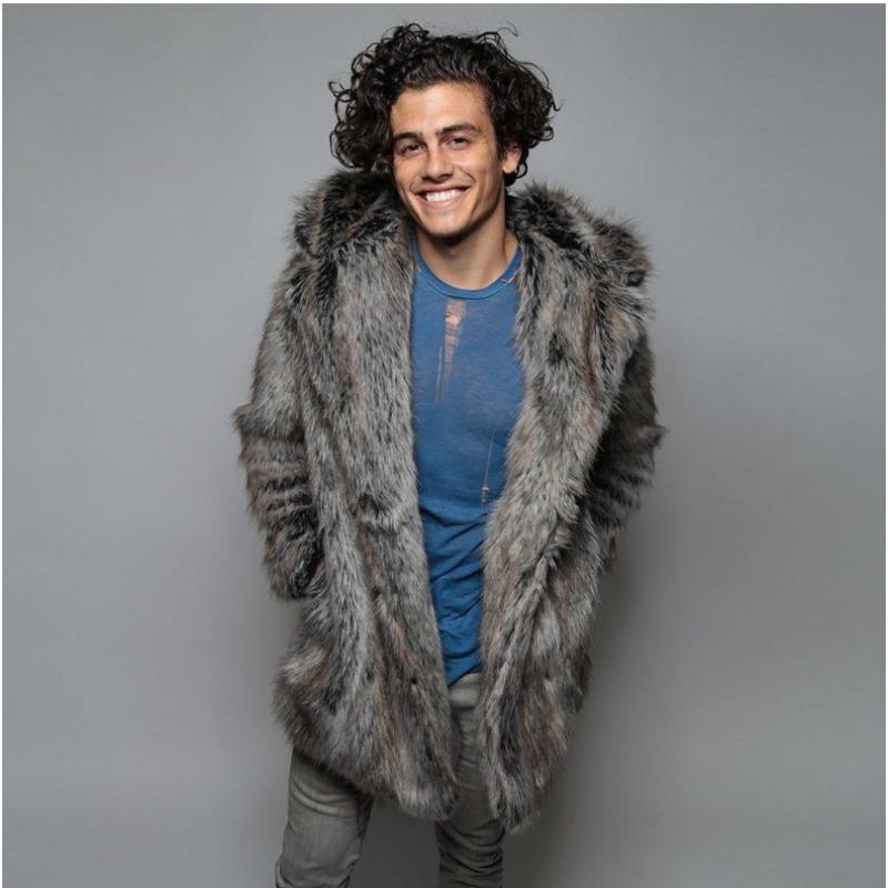 Ny Fuskepelskåpe Herre Vinter Casual Varm Minkkåpe Utendørs Hettekåpe Herre Høy Kvalitet Fuskepelskåpe