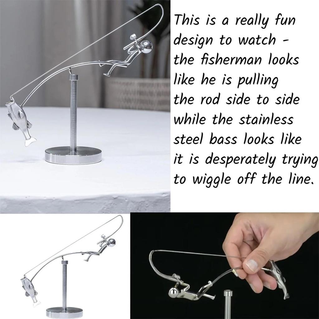 Fishing Sculpture - Balance Art For Your Space, Balance Art Sculpture, Fisherman Home Decoration