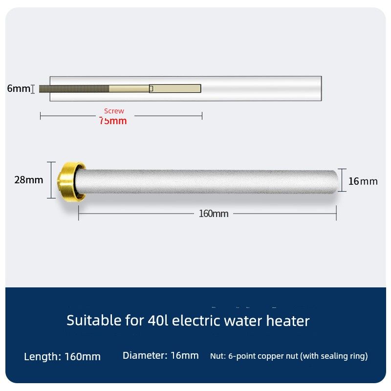 

Suitable for Gemeqi Electric Water Heater Magnesium Rod 40/50/60/80L Sewage Outlet Accessories Cast Anode Rod [Suitable for 40L Water Heaters] + 3/4 Brass Nut