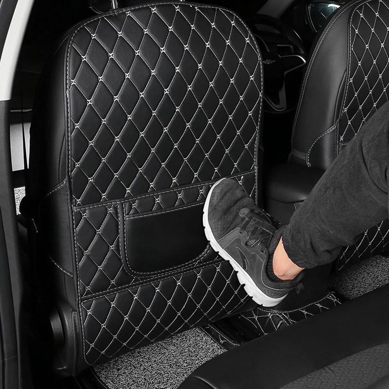 Universal PU Leather Car Anti-Kick Mats Auto Seat Back Protector Cover For Seat Back Organizer Anti-Dirty Pad Car Accessories