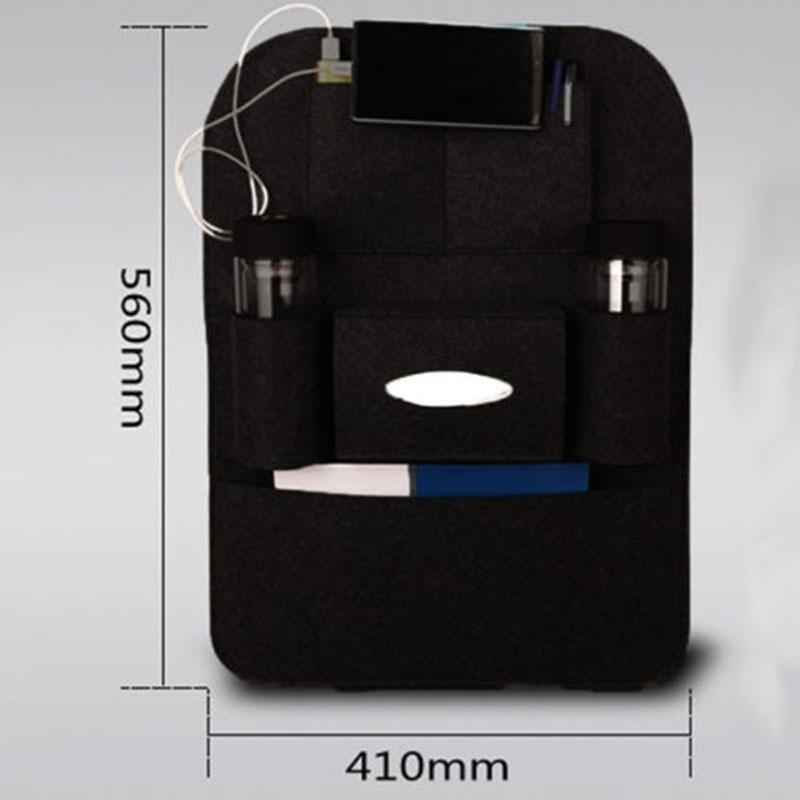 Elegant Black Auto Car Seat Back Organizer With Multi-pocket Storage For Effortless Organization