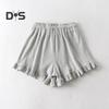 Damen-Shorts mit Waffelstrick, Kordelzug, elastischer Taille, Rüschen-Shorts, weites Bein, fließende Shorts, Lounge-Sommer-Casual-Outfit