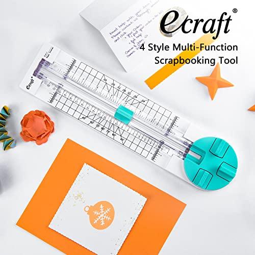 ecraft Paper Trimmer, Craft Paper Cutter, 4 Styles, Multifunctional Scrapbooking Tool with Dial Blades for Straight, Wavy, Dot, Perforated, and Creasi