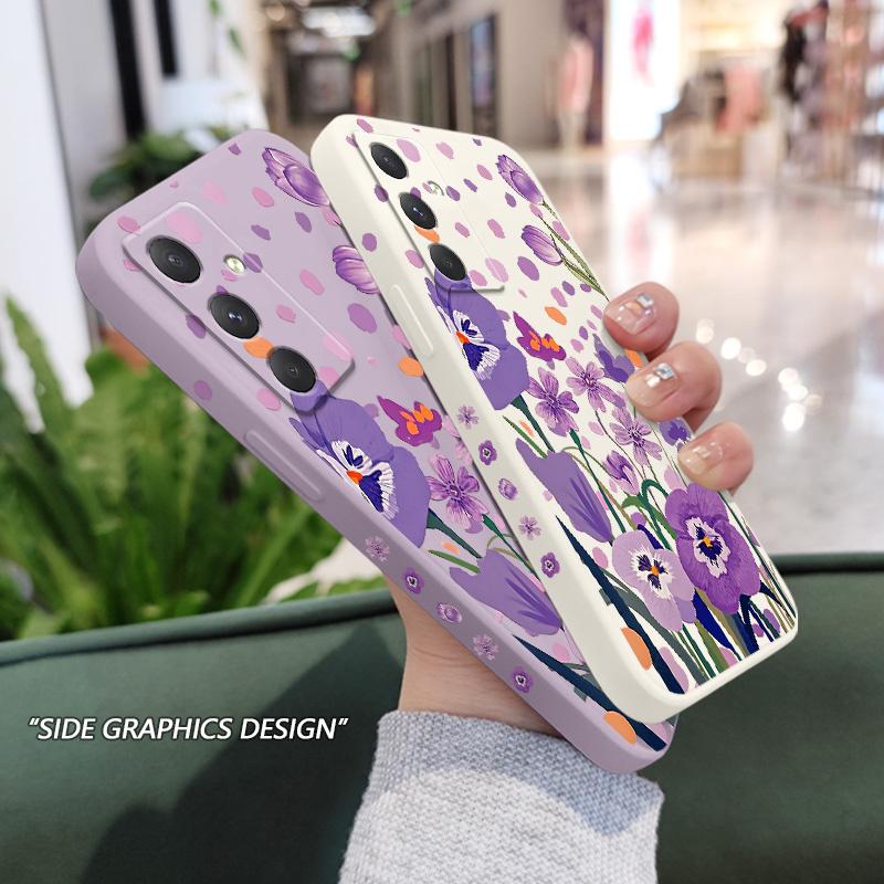 Purple Charm Tulip Phone Case For Samsung Galaxy A37 A57 Liquid Silicone Cover