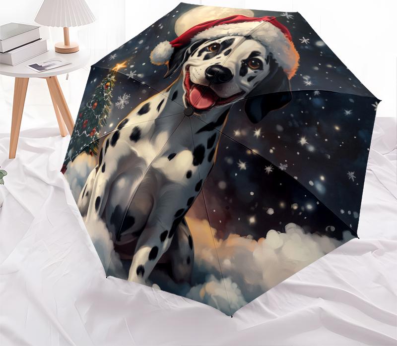 Christmas dog, automatic folding umbrella, portable and foldable design, 8 ribs, a Christmas or birthday gift.