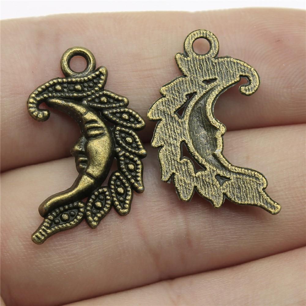 10pcs Moon Charms For Jewelry Making Antique Bronze Silver Color Pendants Making DIY Handmade Tibetan Finding Jewelry