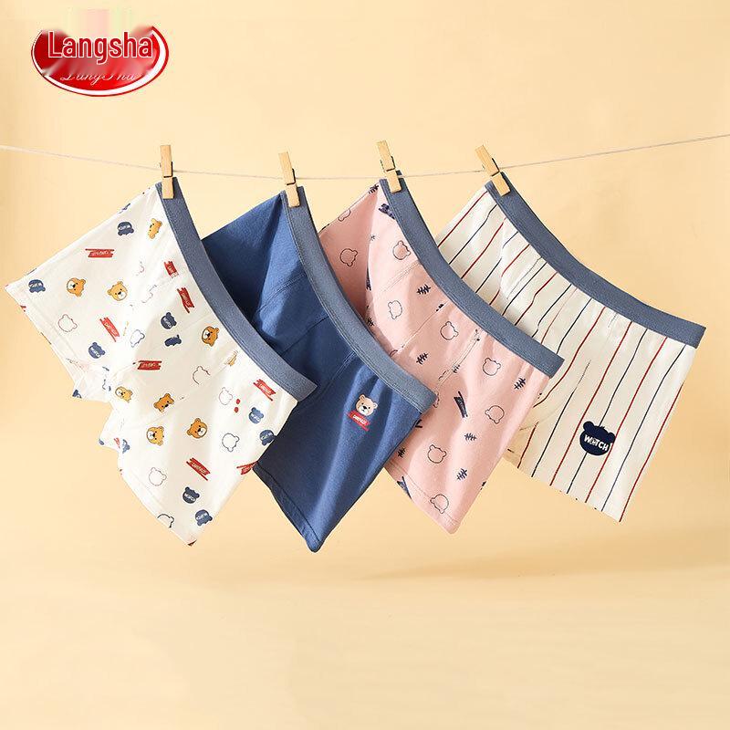 LANGSHA Lot de 4 caleçons en coton pour garçon