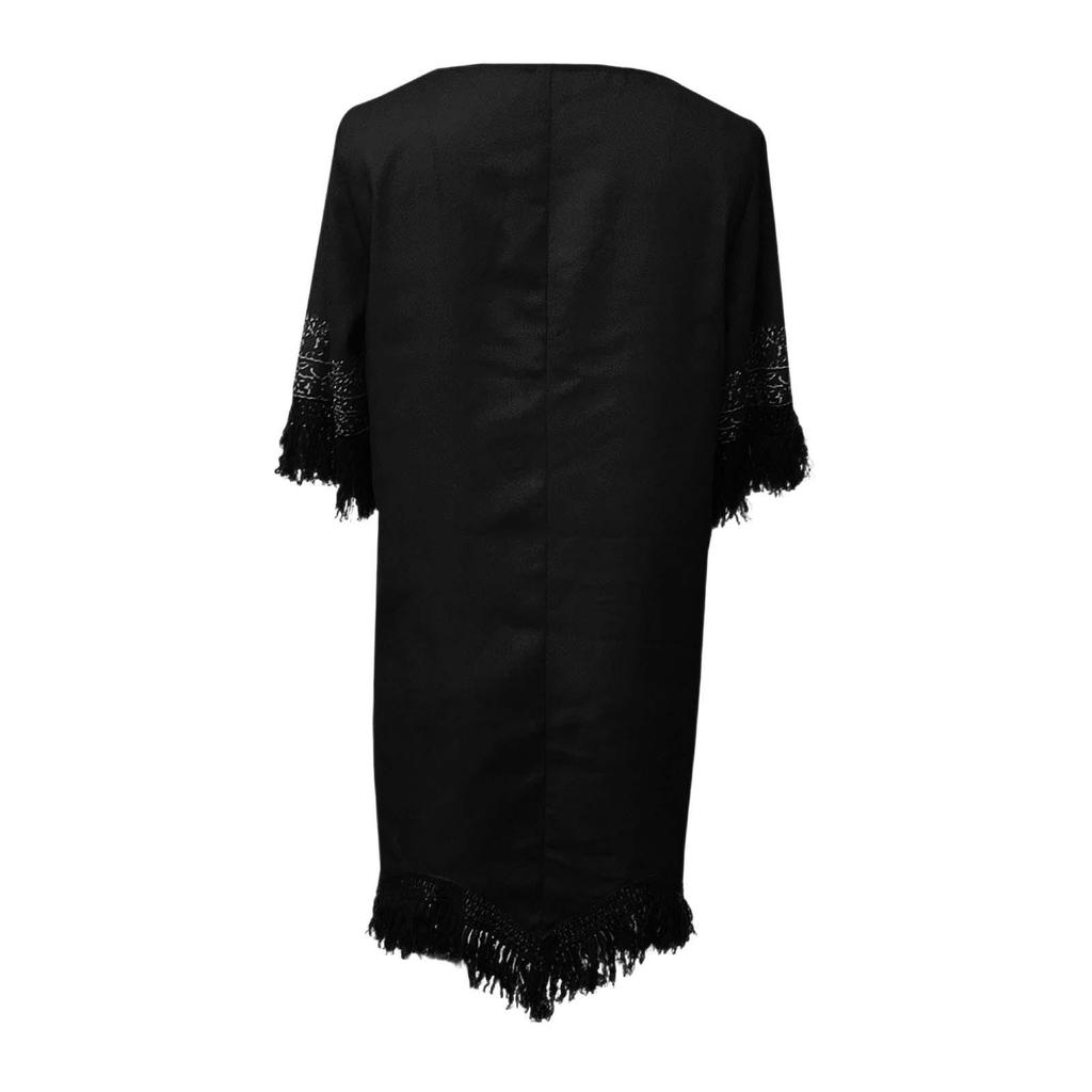 2026 Spring/Summer 3D Print Deep V-Neck Irregular Tassel Dress