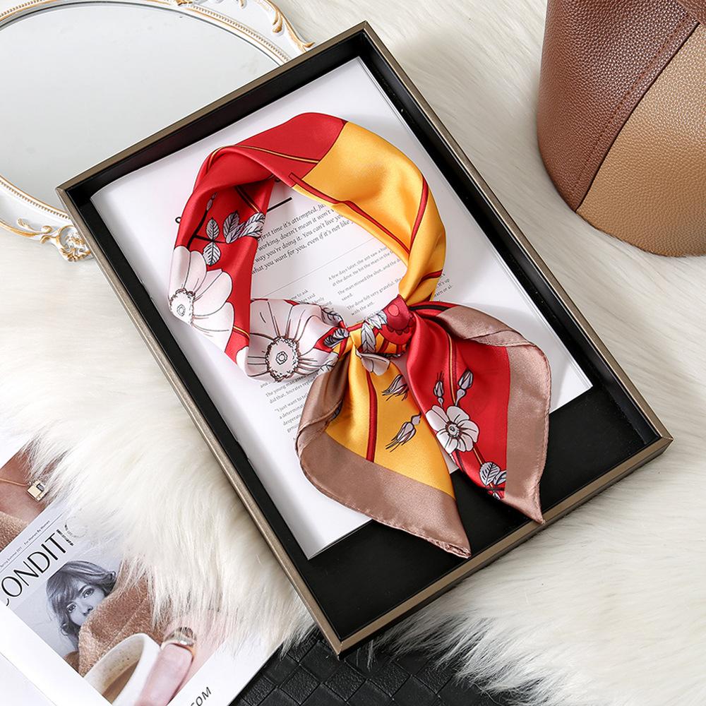 Camellia Flower Simple Silk Scarf Female Shanghai Story Thin Mom High-End Small Square Scarf Scarf