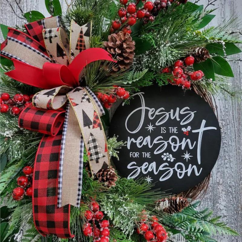 Christmas Wreath Garland Holiday Door Hanging 35CM 45CM American Style Xmas Party Decor