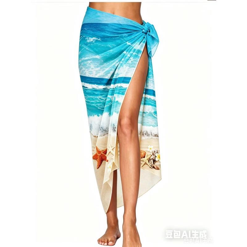 Long mesh beach wrap dress, sexy bikini one-piece scarf for women