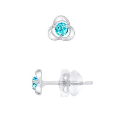 Earrings - LÉA &; ARTHUR - BLUE TOPAZ - 375 White Gold - Semi Precious Stone - Stud