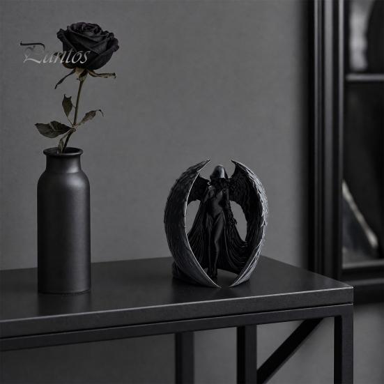 Gothic Desk Ornament 3D Printed Dark Goddess Figurine, Vintage Winged Women Sculpture Statue, Desktop Decoration for Home Office Living Room