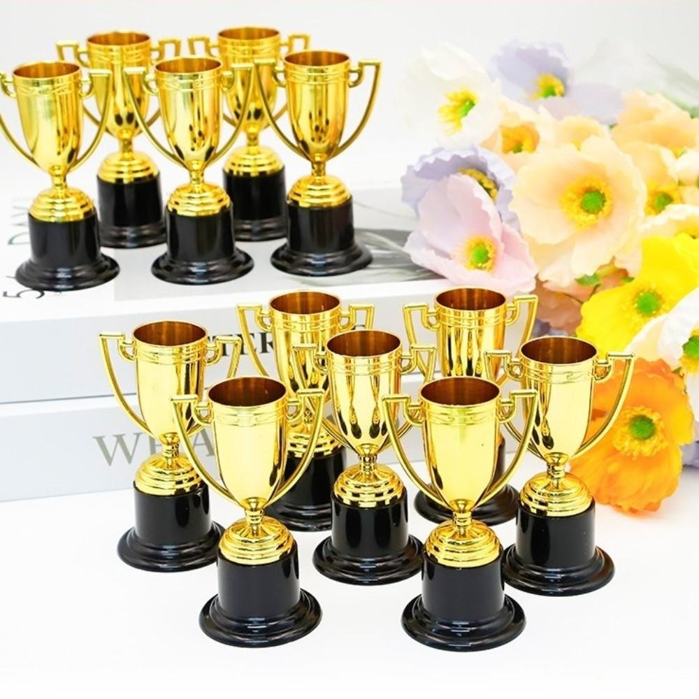 Small Size Gold Plated Trophies Plastic Material Mini Trophy Prize  Sports Competitions