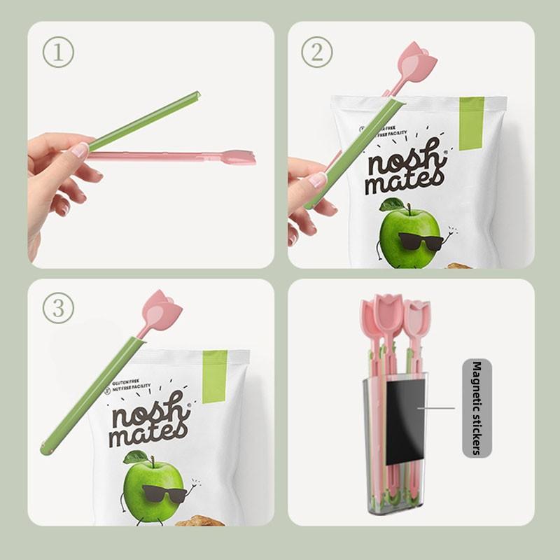 Tulip Shape Magnetic Sealing Clip Sealer Refrigerator Food Bag Clip Moisture-proof Fresh-keeping Clip Milk Powder Snack Clip