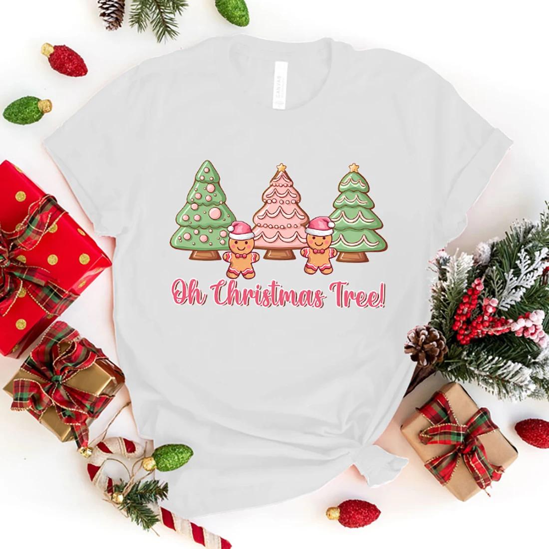 

Fashion Oh Christmas Tree Printed T-Shirts Retro Style Women Shirt Tee Oh Christmas Tree Graphic T Shirt Female Casual Top XXXL золотой