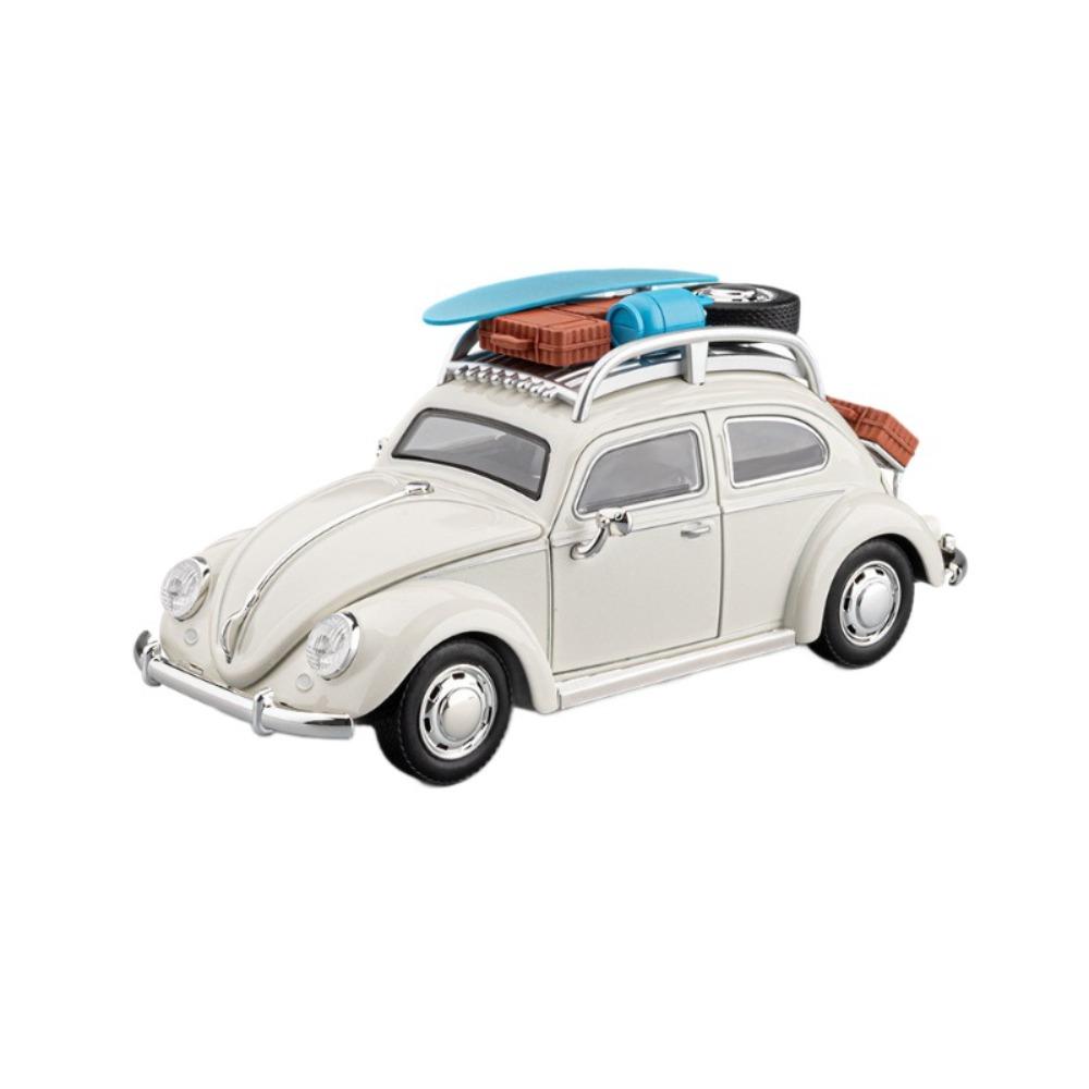 1:24 Classic Beetle Vintage Diecast Car Model, Alloy Retro Old Timer Vehicle with Light & Sound, Pull Back Toy Car