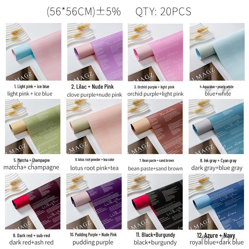 Bi-Color English & Hanji Floral Wrapping Paper for Bouquet Packaging