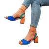 Color High-heeled Sandals Women's Summer New One-word Square Head Thick-heeled Sandals