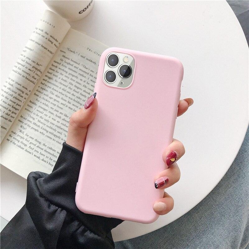 Soft Silicon Phone Case For iPhone 13 12 11 Pro Max SE 2020 X XR XS 6 6s 7 8 Plus 11 Candy Color Back Protector Cover Case