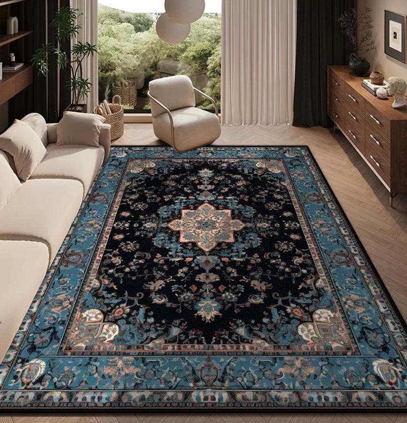 

Persian Retro Fluffy Plush Rug Soft Non-slip Carpet for Living Room Bedroom Bedside Easy Clean Floor Mat Home Decoration 60x90cm