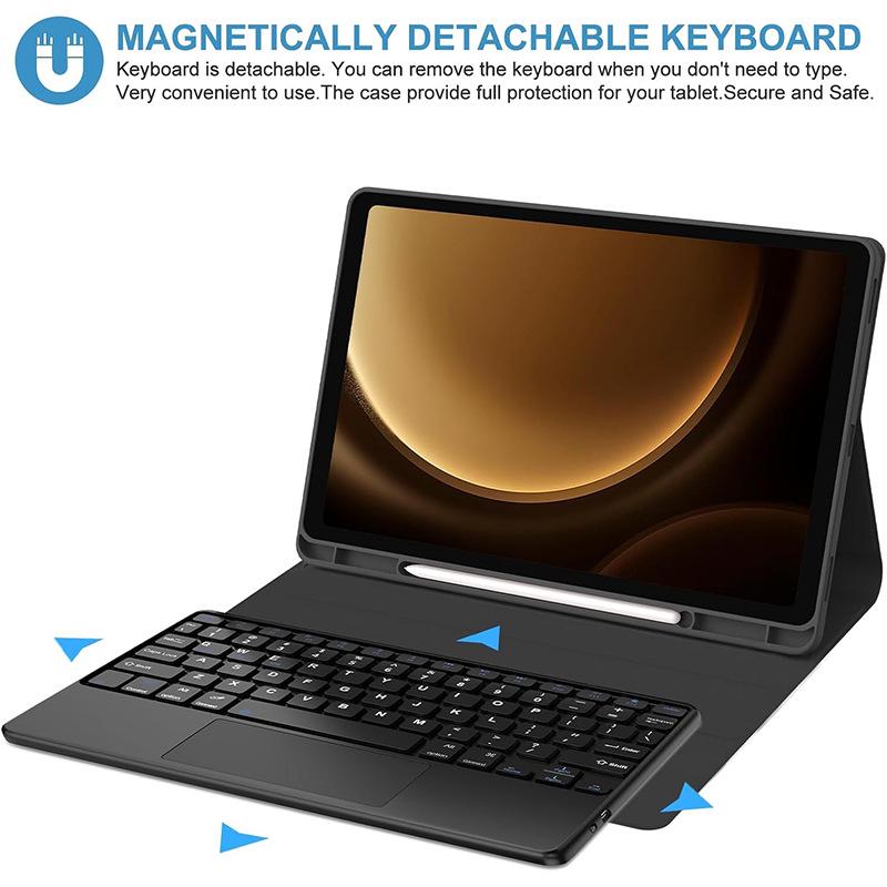 Compatible Samsung Tablet A11+ Bluetooth Keyboard Case with Touchpad, Pen Slot, and Detachable Leather Cover for A9plus X210.