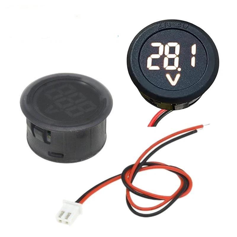 DC 4-100V Mini Voltage Meter Round LED Digital Display Voltmeter Tester for Car Motorcycle Truck RV 12V 24V Applicable