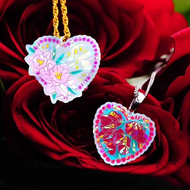 Holographic Heart Mold Silicone Jewelry Pendant Resin Mold Sparkling Flower Epoxy Mold Earring Charm Mold DIY Craft