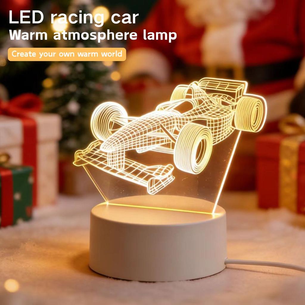 3D racing pattern night light, atmosphere decoration light, USB desk lamp, soft sleep light, gift light