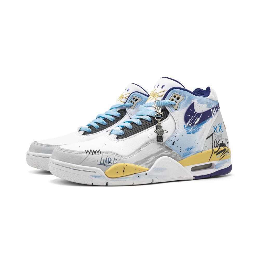 Nike Flight Legacy Vintage Basketball Shoes Men's High Top Gray/White BQ4212-102(Team861-)