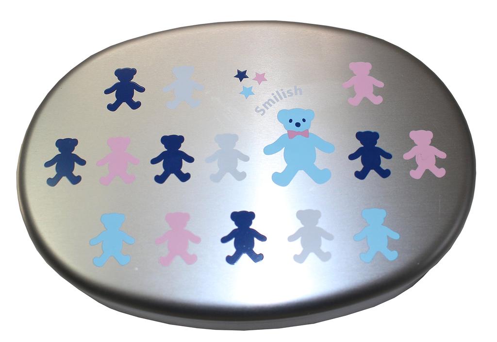 lunch set kindergarten lunch box with inner cutlery ABC bear pattern 3-piece (aluminum lid, set, heat-resistant cup)
