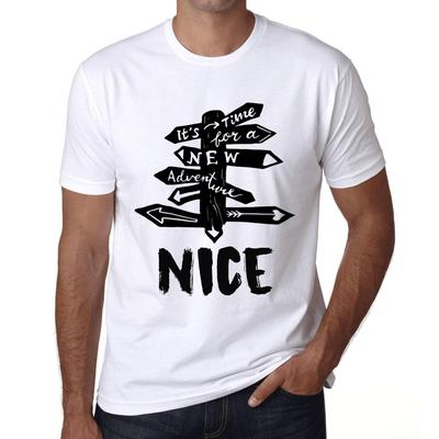 Men’s Vintage Tee Shirt Graphic T Shirt Time for New Advantures Nice White