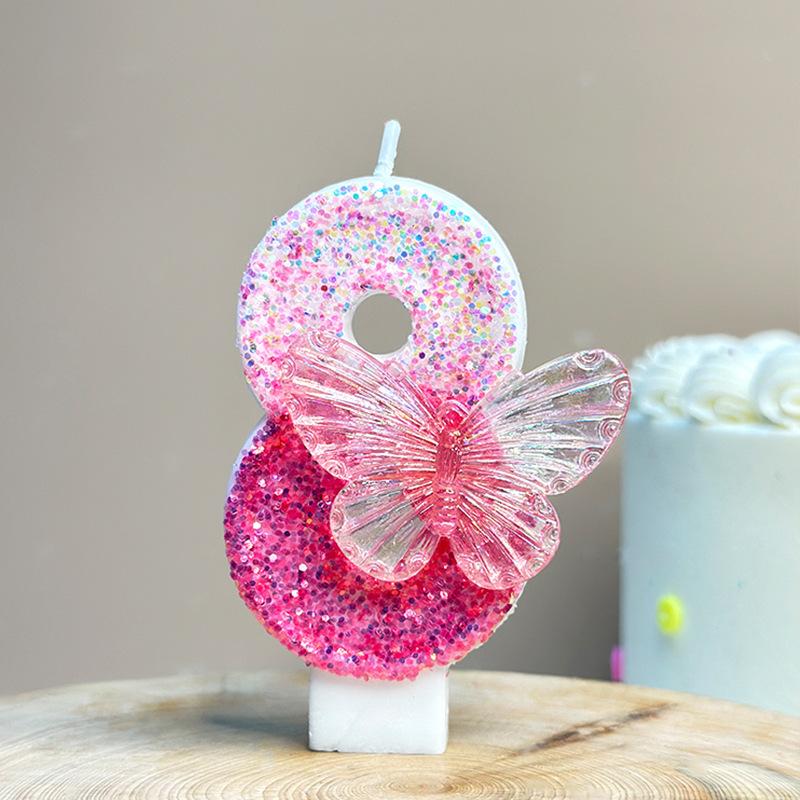 0-9 Number Cake Candles Party Supplies Purple Butterflies Candles Accessories Cake Shop Props Valentine's Anniversary Candles