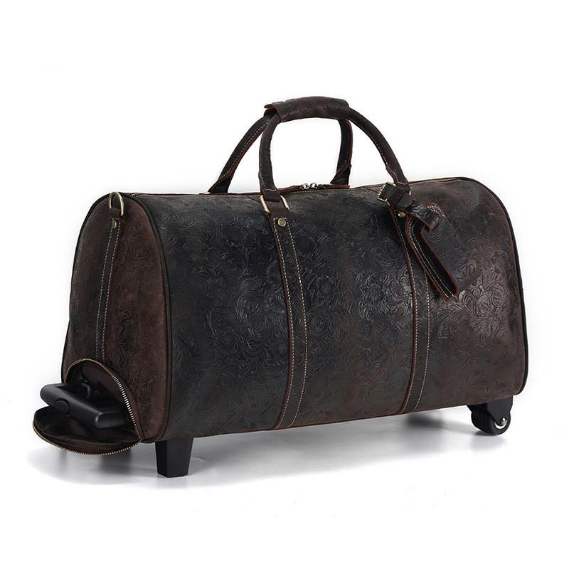

Vintage Style Crazy Horse Leather Large Suitcase: Genuine Leather Travel Bag for Business and Leisure