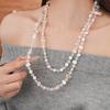 120CM Long Shell Beads Crystal Necklace Women Handmade Woven Long Sweater Chain Clothing Accessories Neck Chain Boho Jewelry